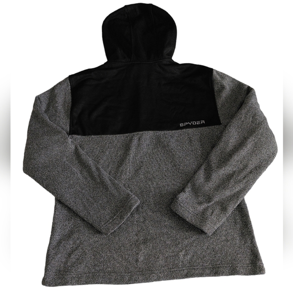 Spyder Medium Quarter Zip Black Grey Pullover Hoodie Sweater - Picture 3 of 17